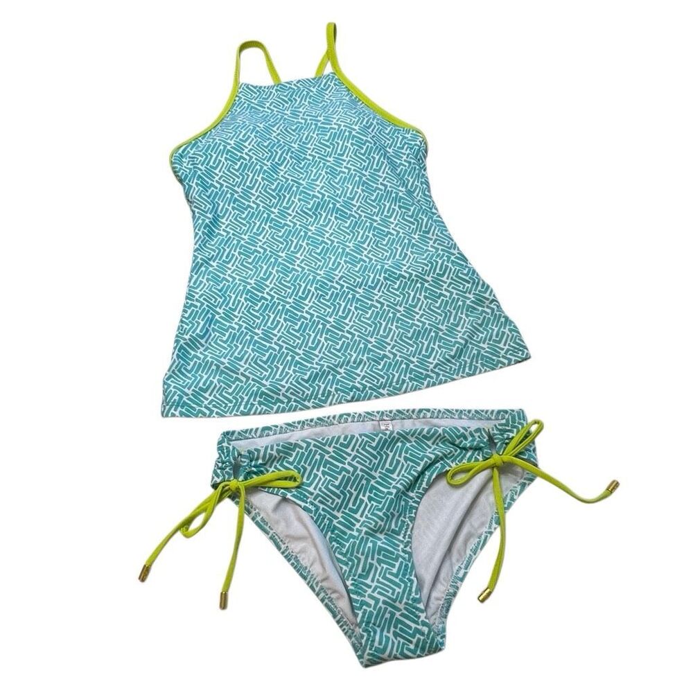 Helen Jon Womens Sunset Key Kiwi Tankini Tunnel Side Tie Bikini Set Multi XS NWT